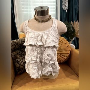 Aeropostale White Ruffle Tank Size M